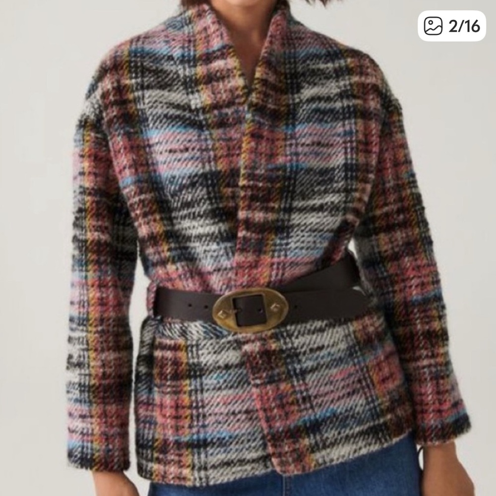 ba&sh Plaid Belted Jacket size xs